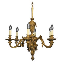French 19th Century Gilded Bronze 6-Light Antique Chandelier