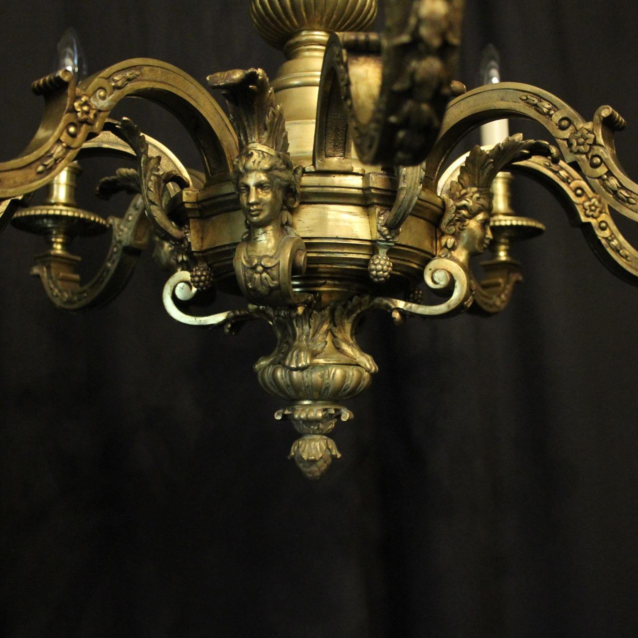 French 19th Century Gilded Bronze 8-Light Antique Chandelier In Good Condition In Chester, GB