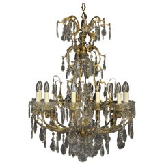 French 19th Century Gilded Bronze and Crystal 11 Light Cage Antique Chandelier