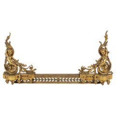 French 19th century gilded bronze chimney wing with 2 putti Louis XVI style