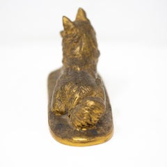 French 19th Century Gilded Bronze Dog Fremiet & Barbedienne