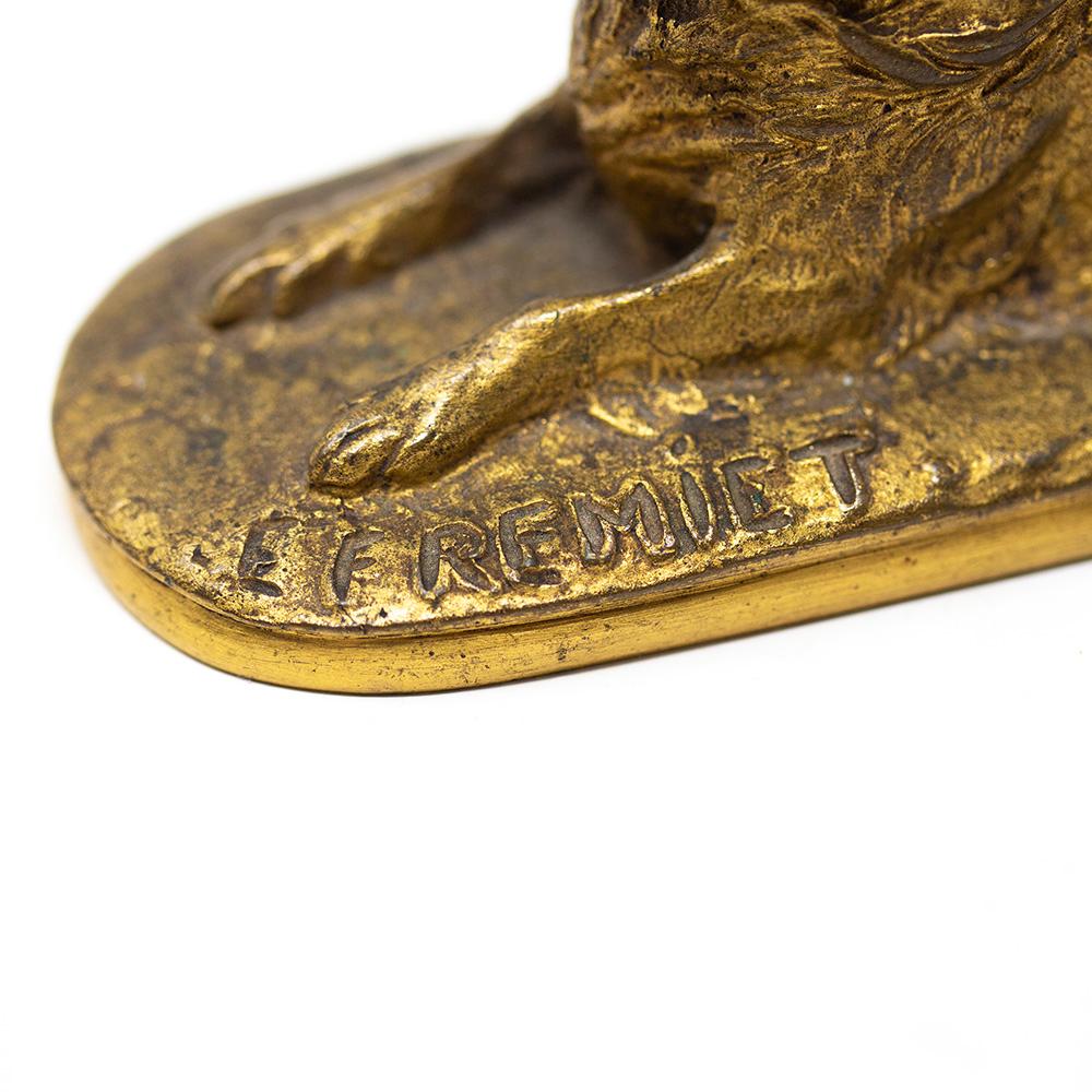 XIXe siècle Fremiet & Barbedienne chien en bronze doré du 19ème siècle français en vente