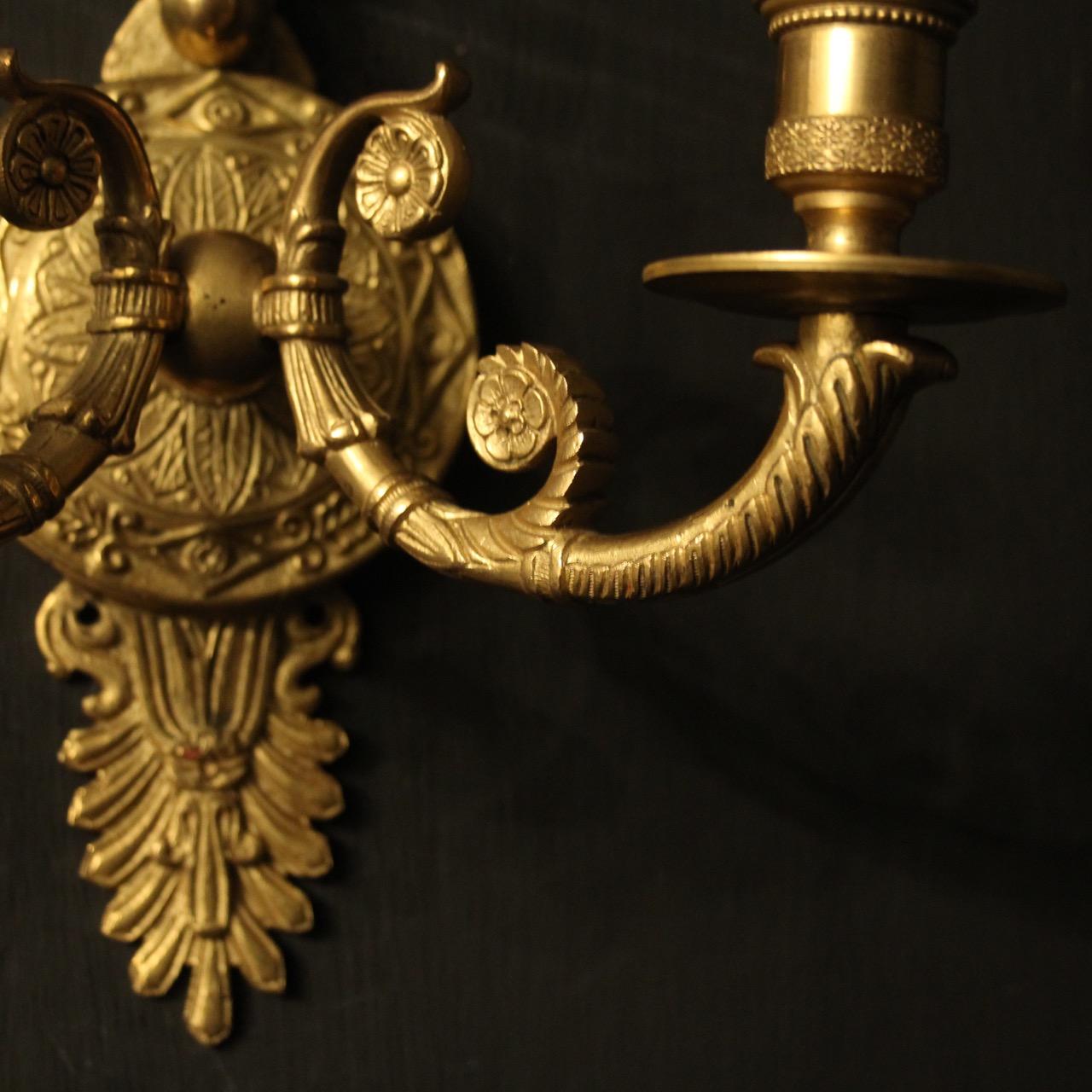 French 19th Century Gilded Bronze Eagle Wall Sconces 3