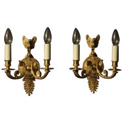French 19th Century Gilded Bronze Eagle Wall Sconces
