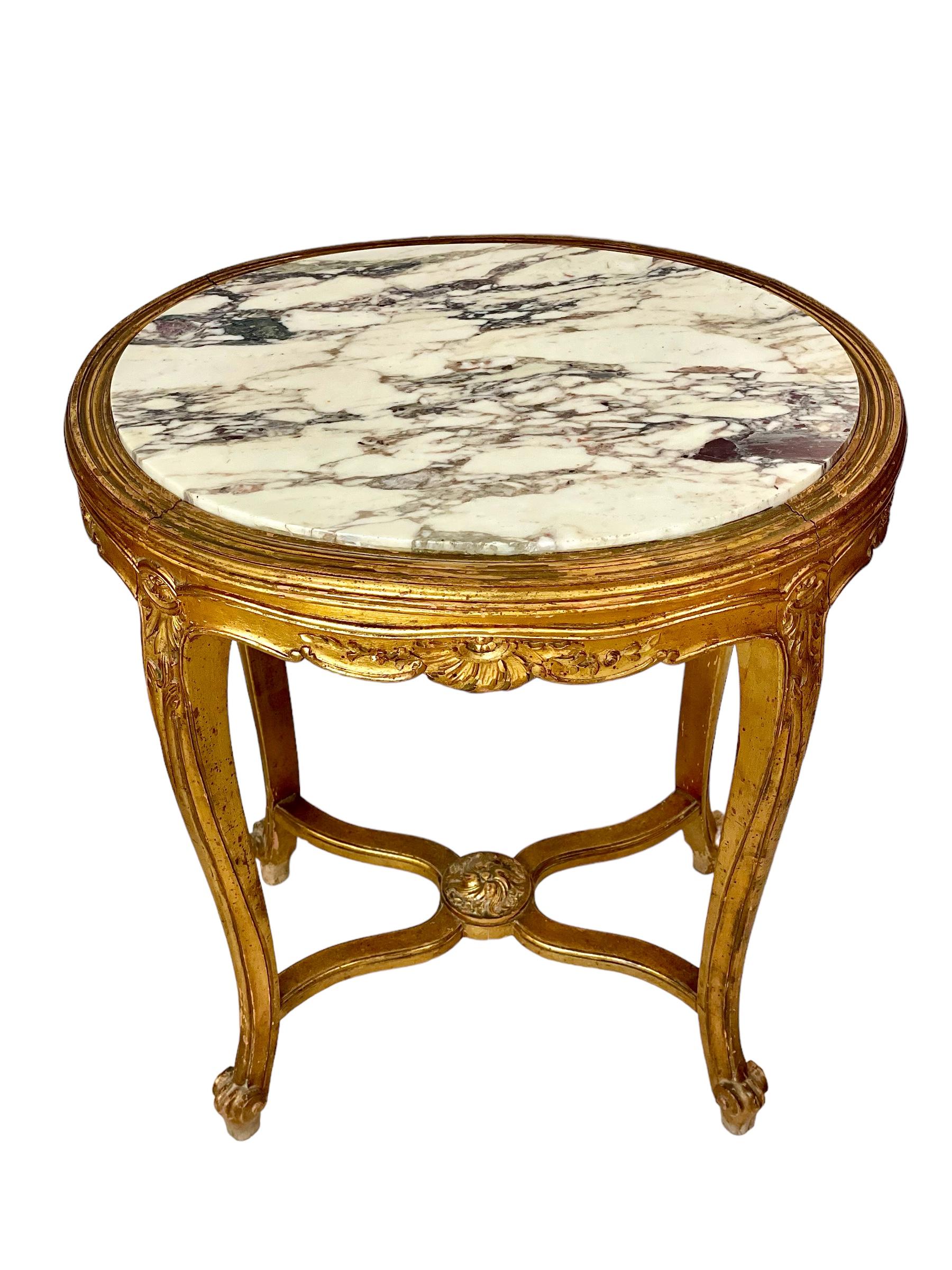 19. Jahrhundert Louis XV Giltwood Tisch  (Napoleon III.) im Angebot