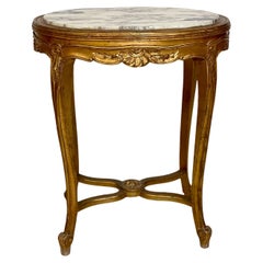 French 19th Century Gilded Center Table with Marble Top