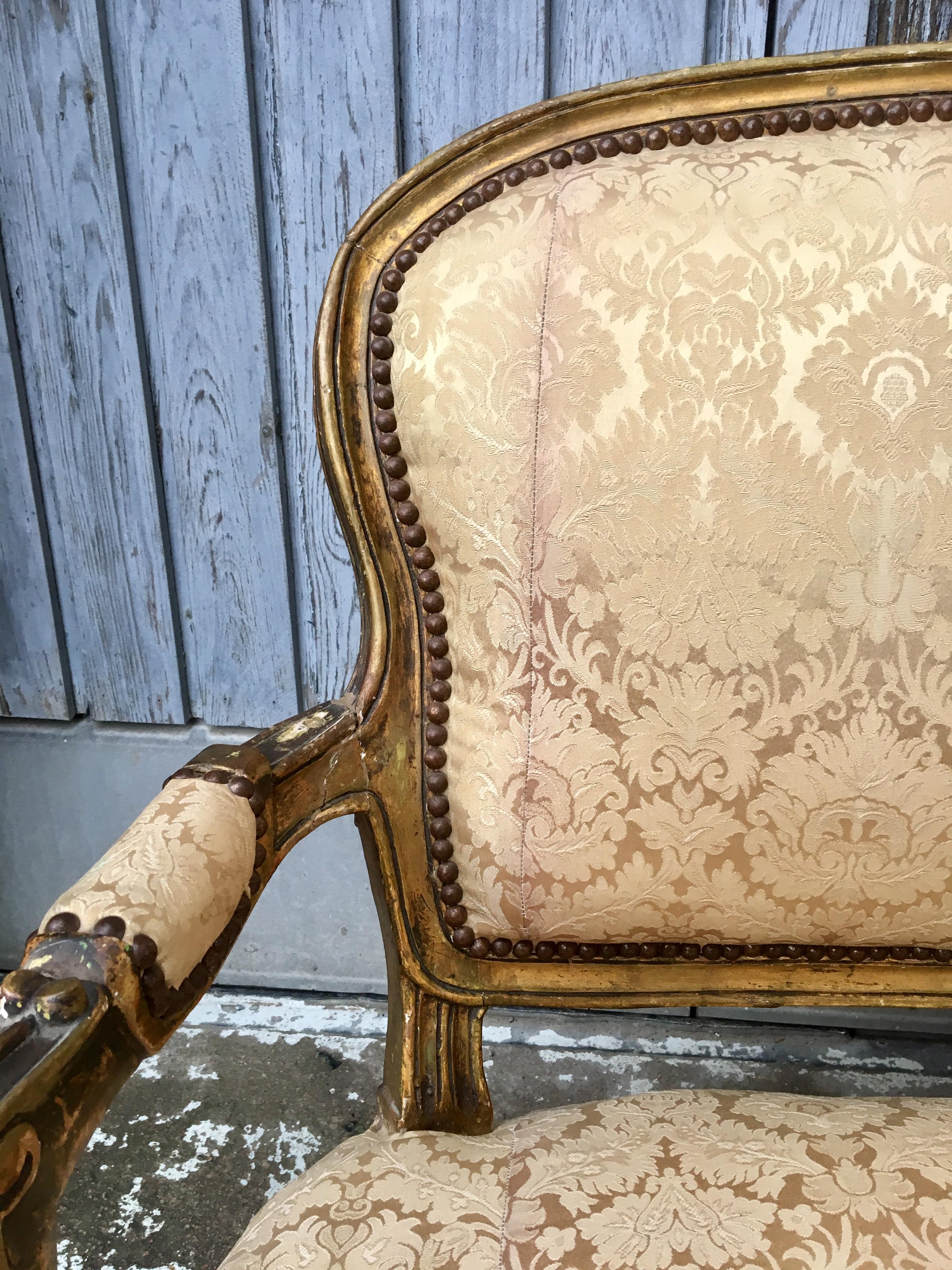 Giltwood French 19th Century Gilded Napoleon III Sofa Or Settee Bench