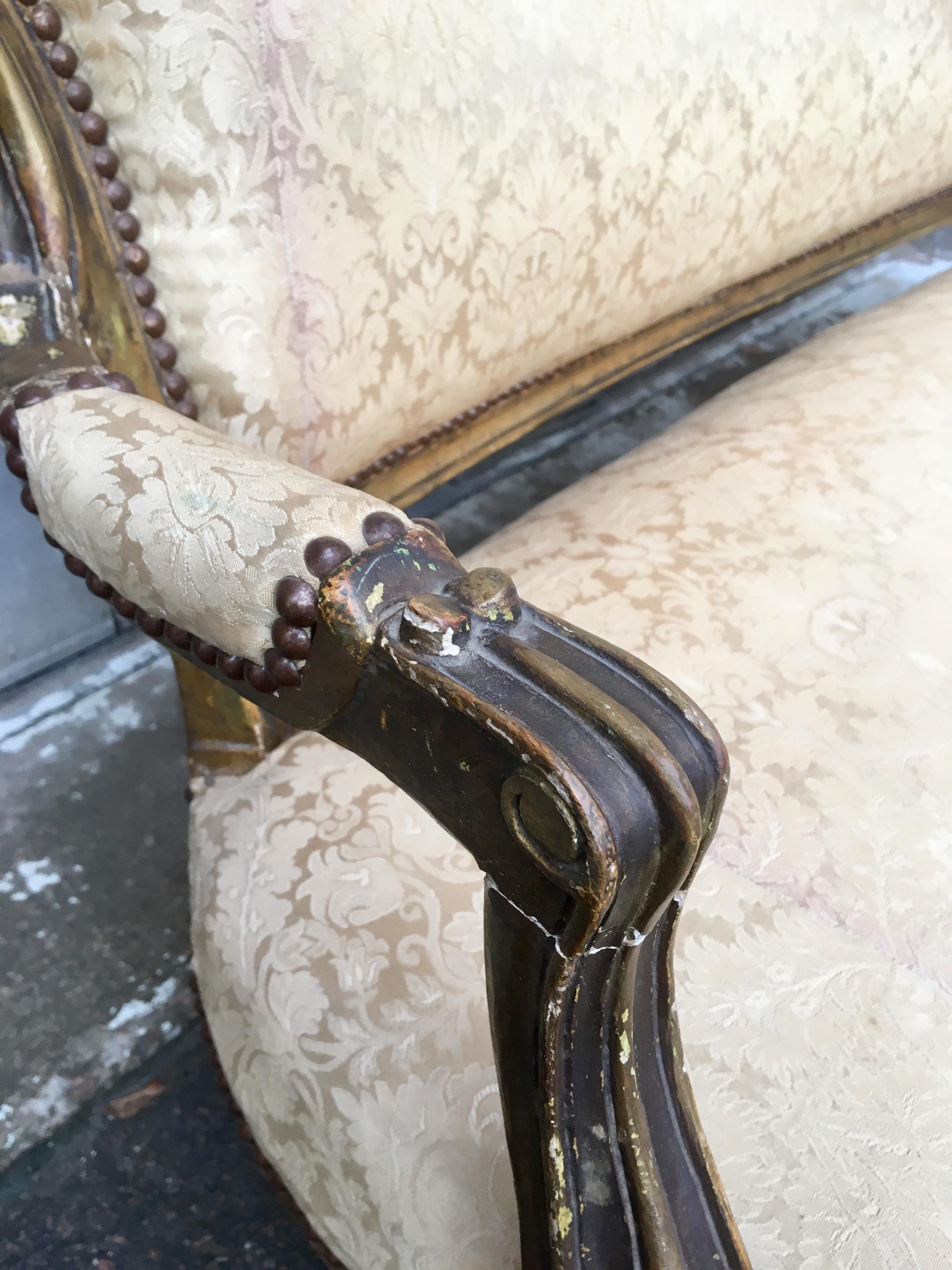 French 19th Century Gilded Napoleon III Sofa Or Settee Bench 1