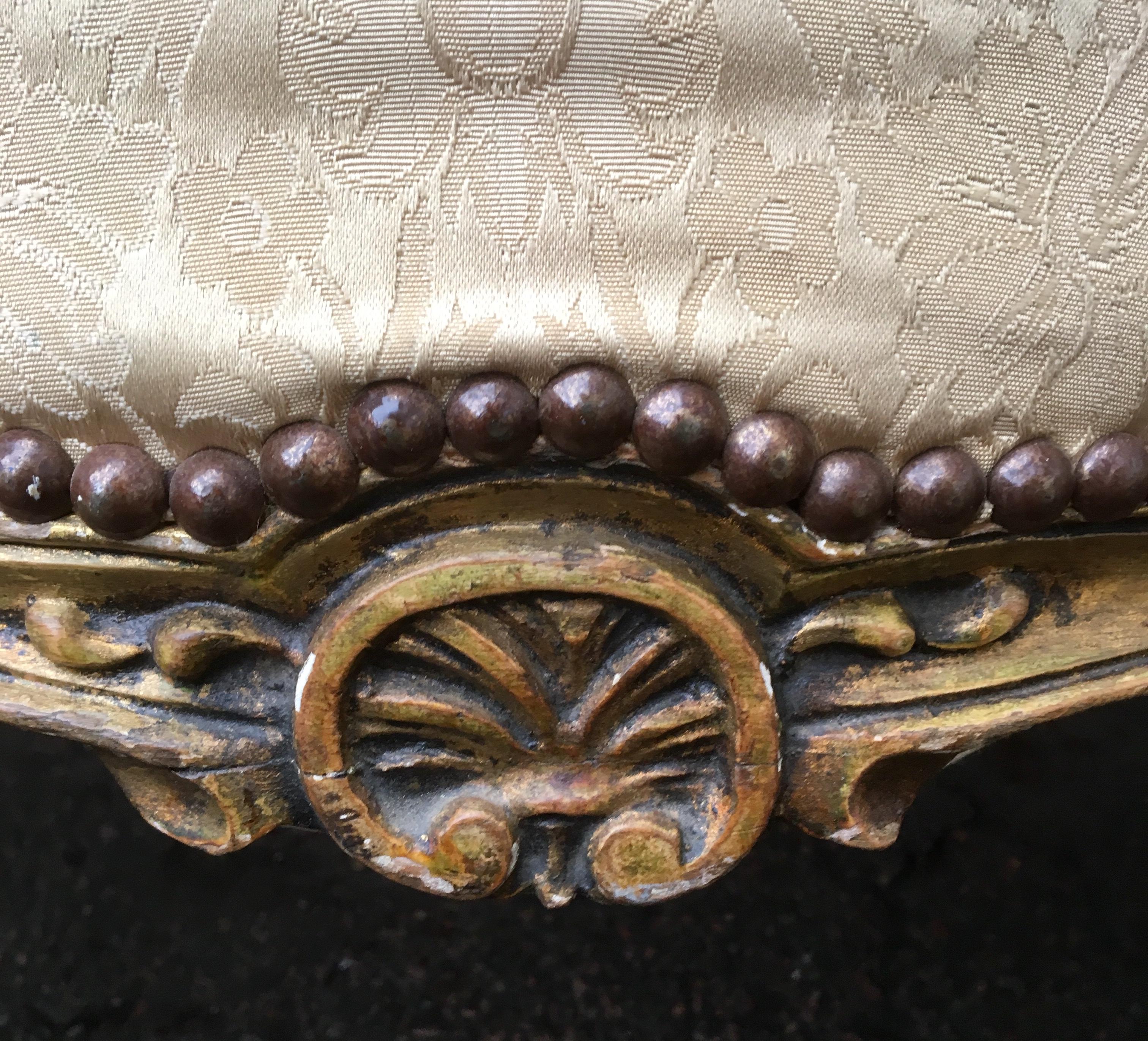 French 19th Century Gilded Napoleon III Sofa Or Settee Bench 2