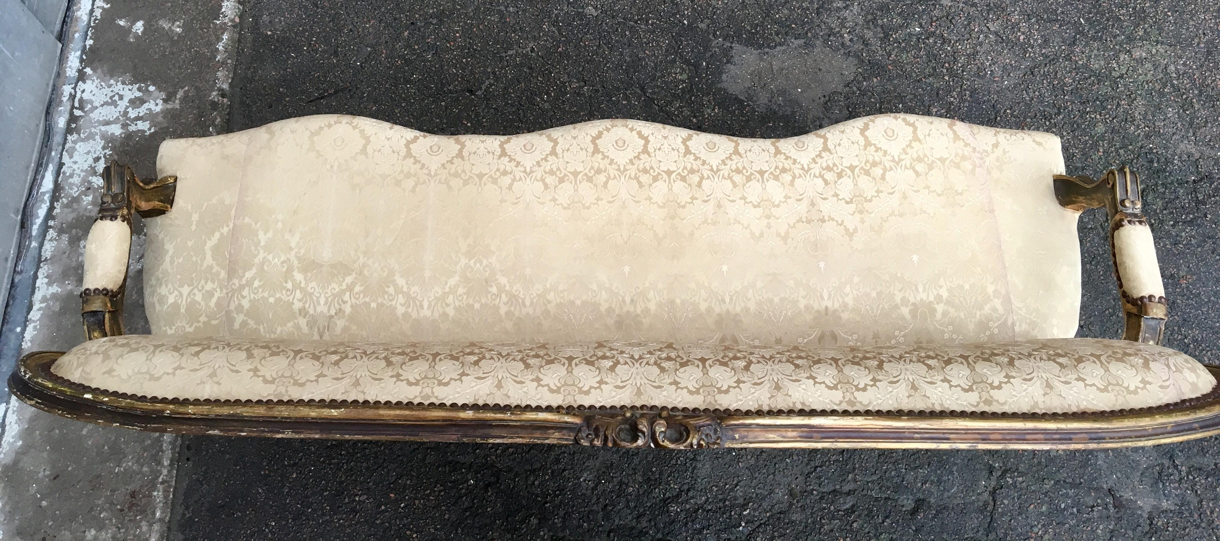French 19th Century Gilded Napoleon III Sofa Or Settee Bench 5
