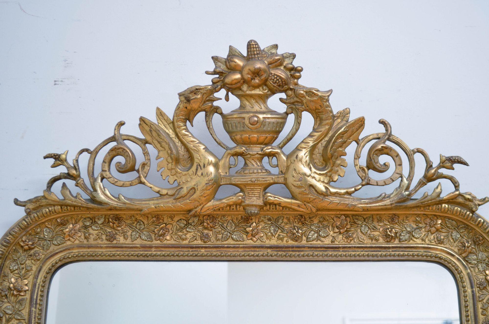 Specchio francese del XIX secolo dorato H161cm in vendita 6