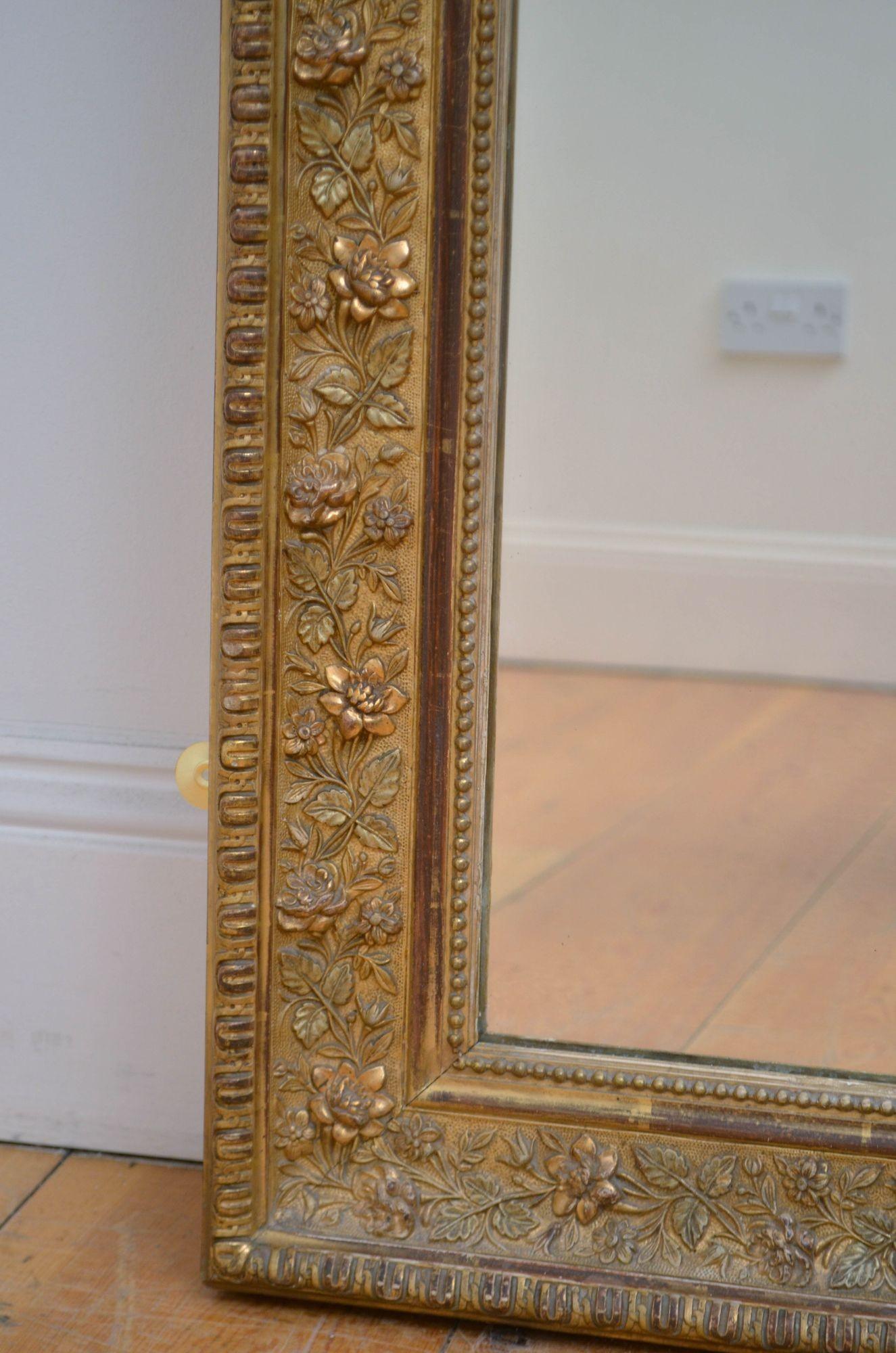 Specchio francese del XIX secolo dorato H161cm In condizioni buone in vendita a Whaley Bridge, GB