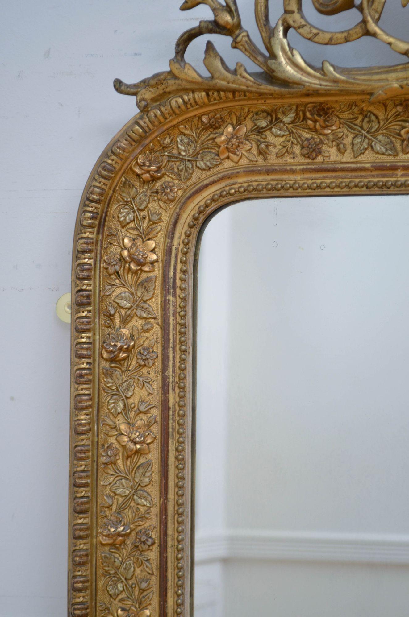 Specchio francese del XIX secolo dorato H161cm in vendita 2