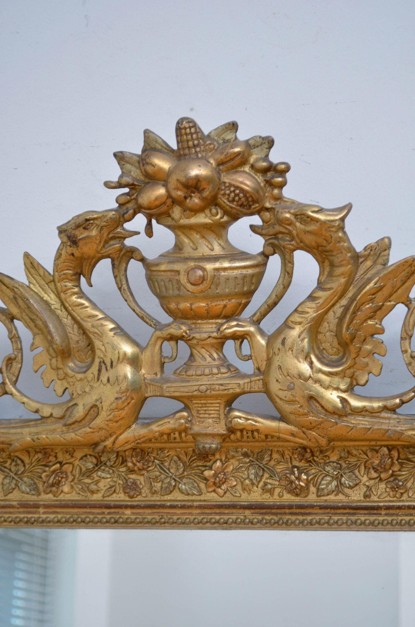 Specchio francese del XIX secolo dorato H161cm in vendita 3