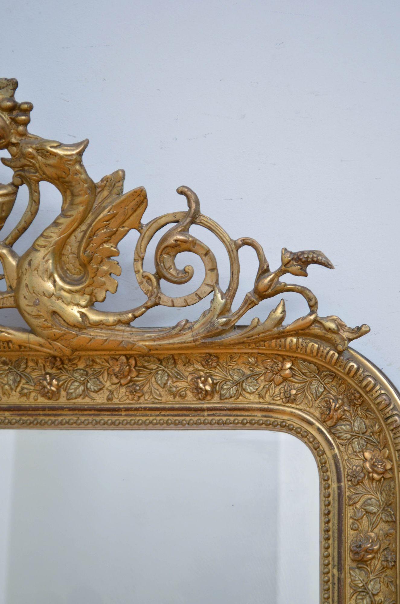 Specchio francese del XIX secolo dorato H161cm in vendita 4