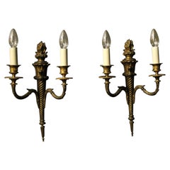 French 19th Century Gilded Twin Arm Antique Wall Sconces