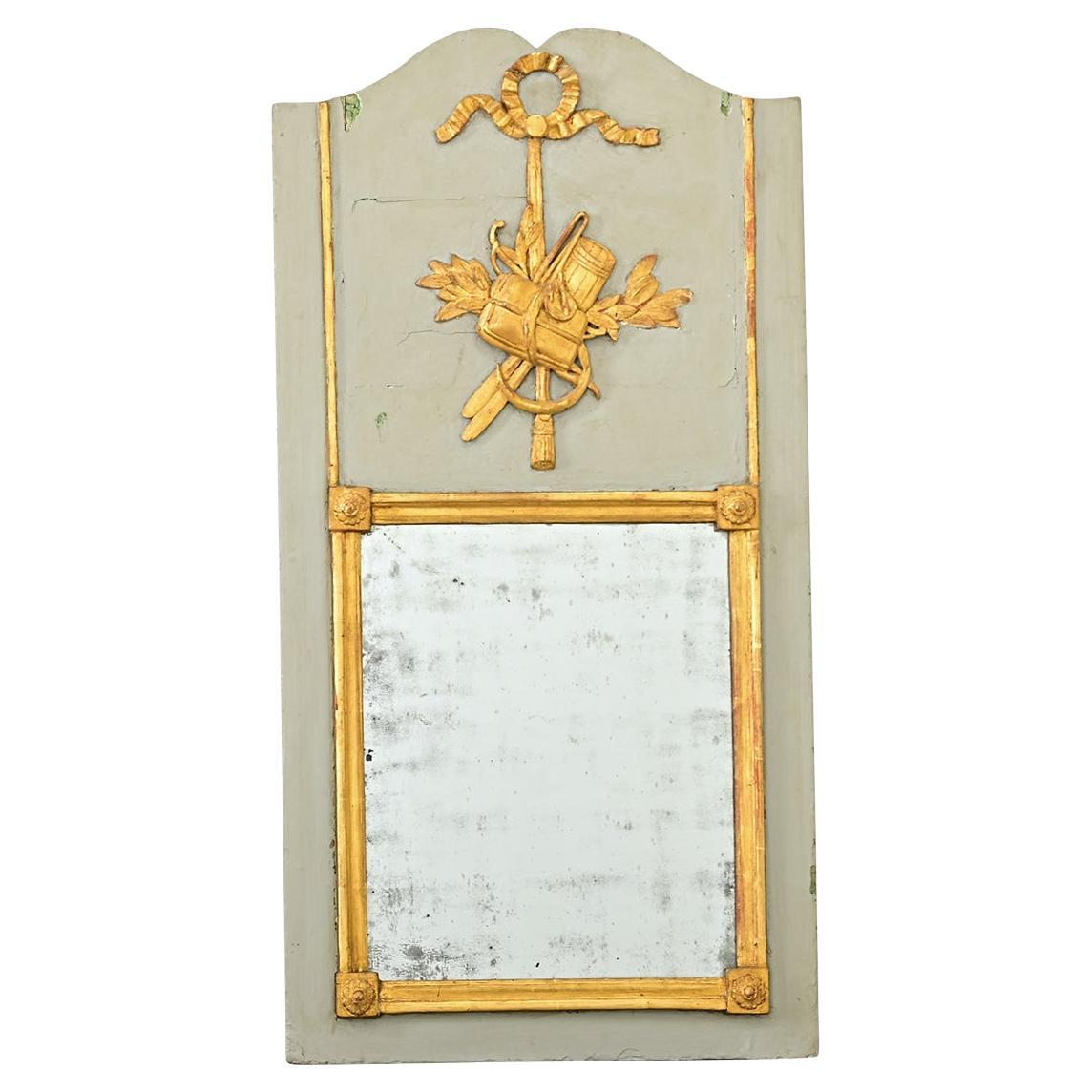 Trumeau français du XIXe siècle, doré et peint