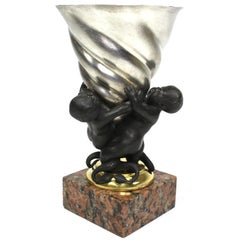 Vaso in bronzo dorato e patinato di Henri Dasson del XIX secolo, con placche d'argento