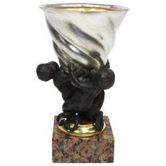 Französische Vase aus vergoldeter und patinierter Bronze des 19. Jahrhunderts, versilbert von Henri Dasson