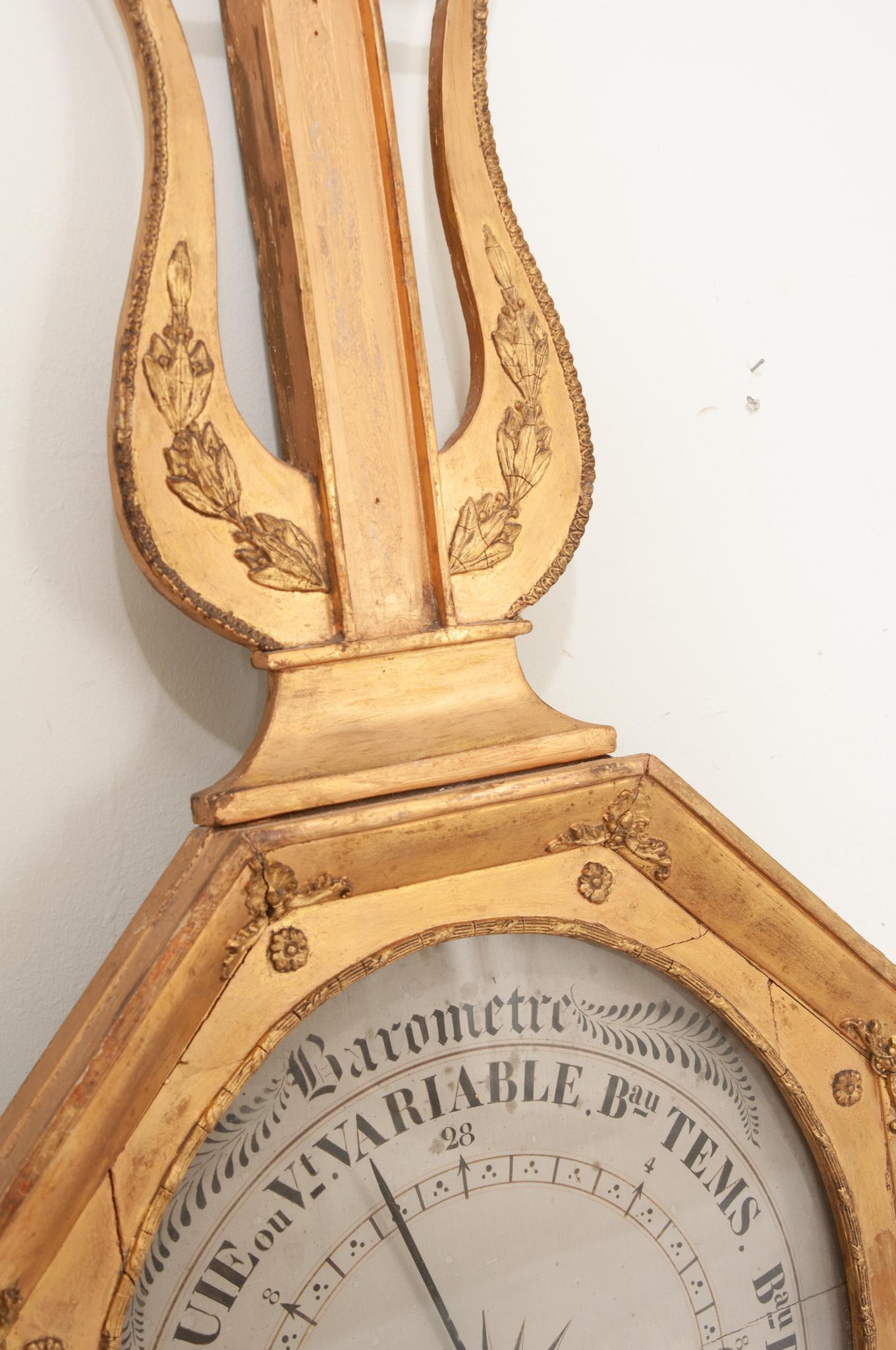 Wood French 19th Century Gilt Barometer