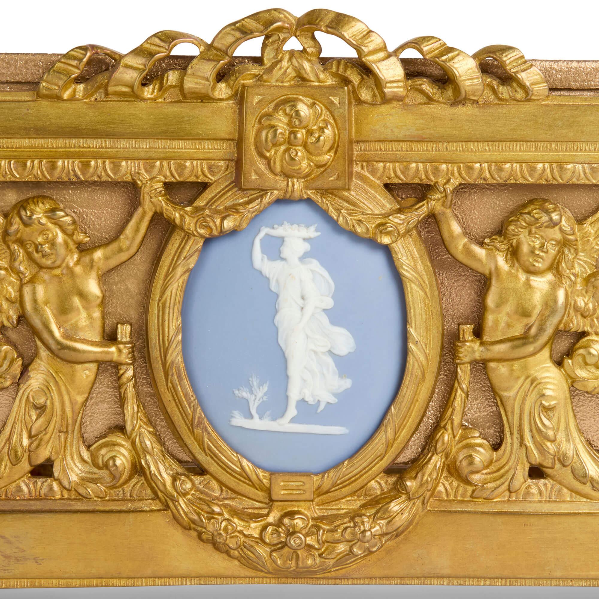 Ormolu French 19th Century Gilt Bronze and Jasperware Table Jardinière For Sale