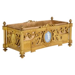 Französische Jardinière aus vergoldeter Bronze und Jaspis aus dem 19.