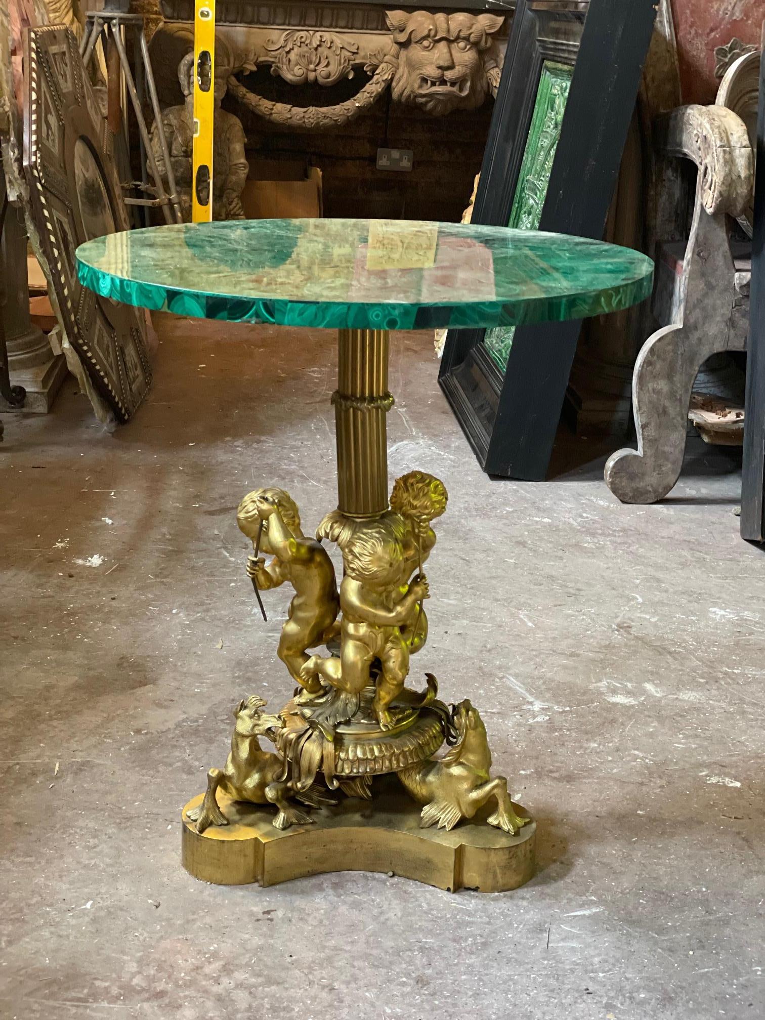 French 19th Century Gilt Bronze and Malachite Low Gueridon or Small Centre Table 8