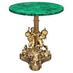 French 19th Century Gilt Bronze and Malachite Low Gueridon or Small Centre Table