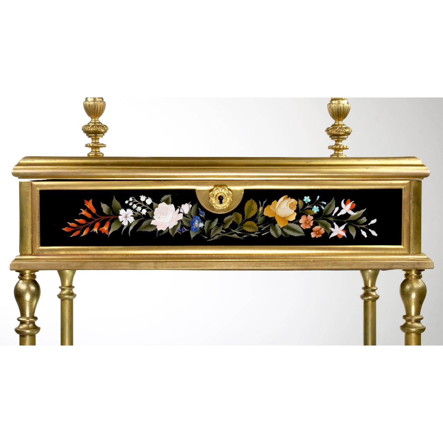 French 19th Century Gilt-Bronze and Pietra Dura Vanity Stand, Attr. Tahan, Paris For Sale 4