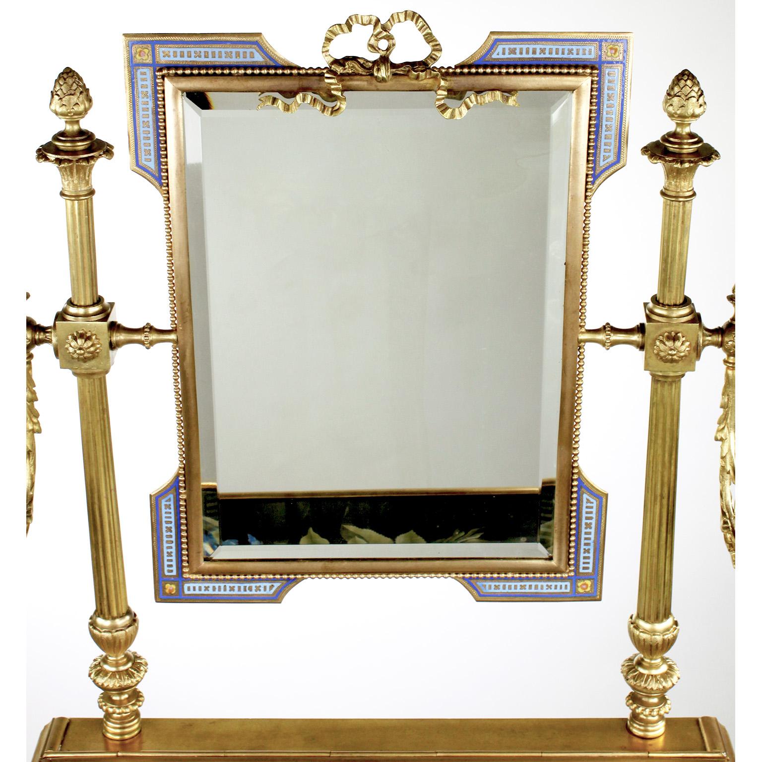 Support de coiffeuse français du 19ème siècle en bronze doré et Pietra Dura, attribué à Tahan, Paris en vente 3