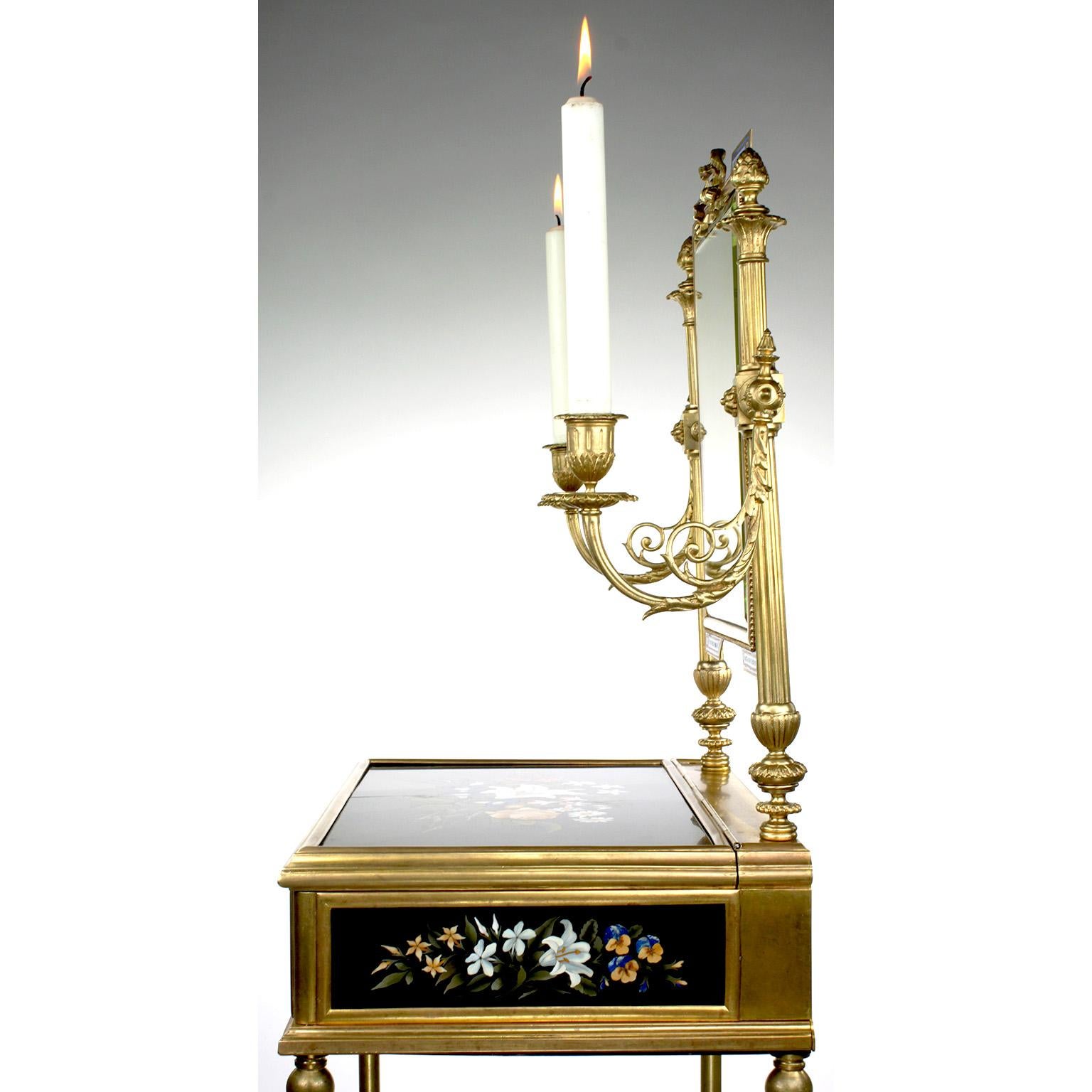 French 19th Century Gilt-Bronze and Pietra Dura Vanity Stand, Attr. Tahan, Paris For Sale 11