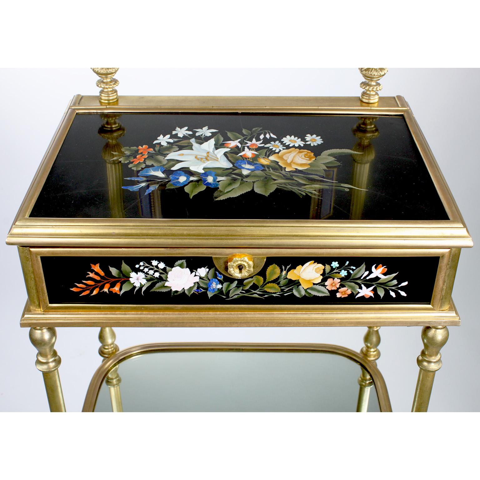 Enameled French 19th Century Gilt-Bronze and Pietra Dura Vanity Stand, Attr. Tahan, Paris For Sale