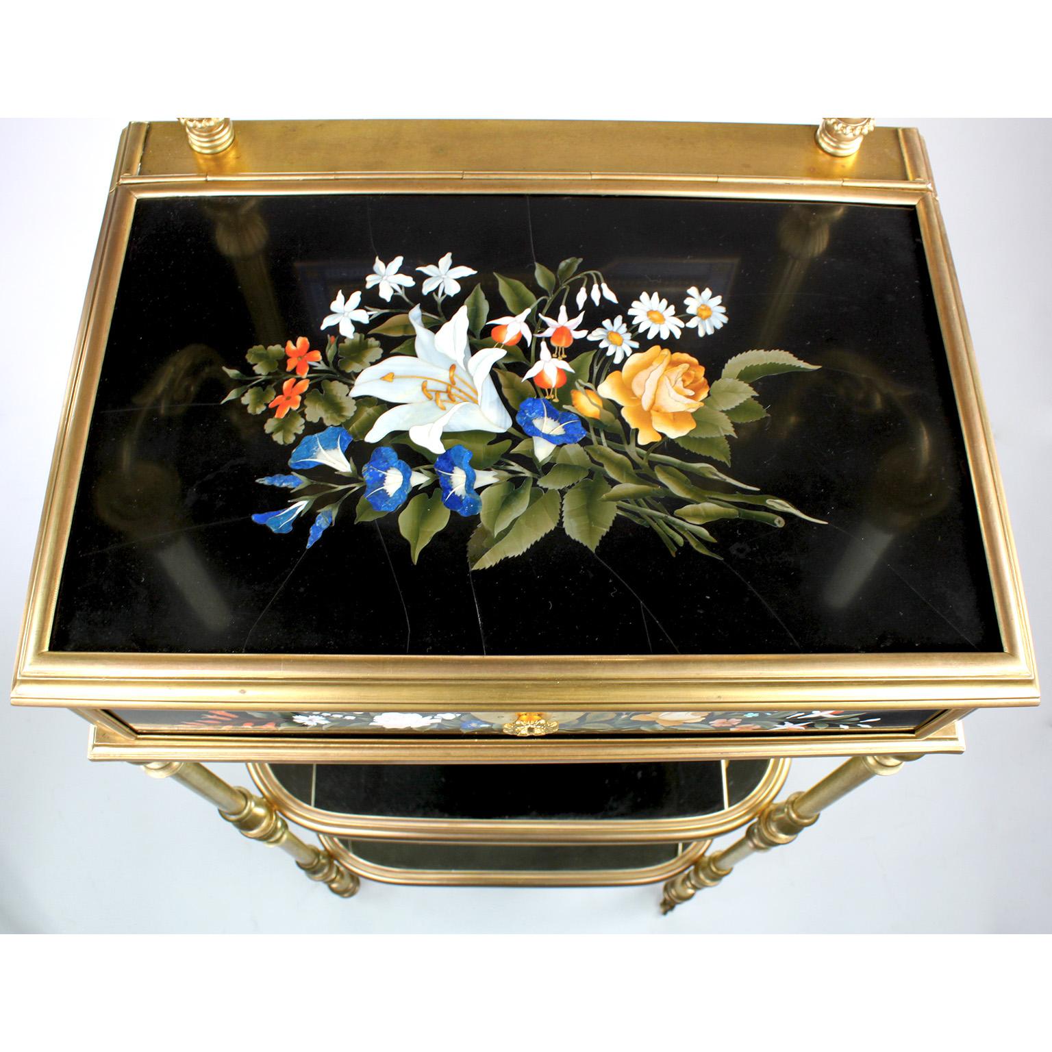 French 19th Century Gilt-Bronze and Pietra Dura Vanity Stand, Attr. Tahan, Paris In Good Condition For Sale In Los Angeles, CA