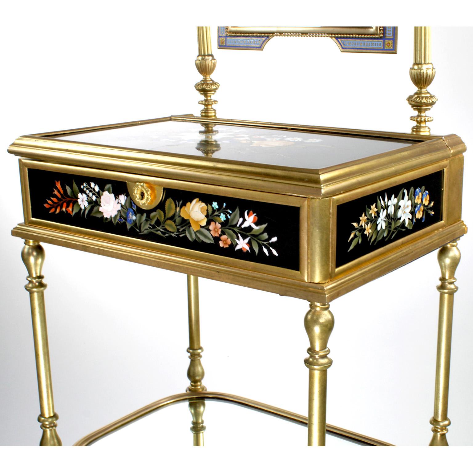 French 19th Century Gilt-Bronze and Pietra Dura Vanity Stand, Attr. Tahan, Paris For Sale 1