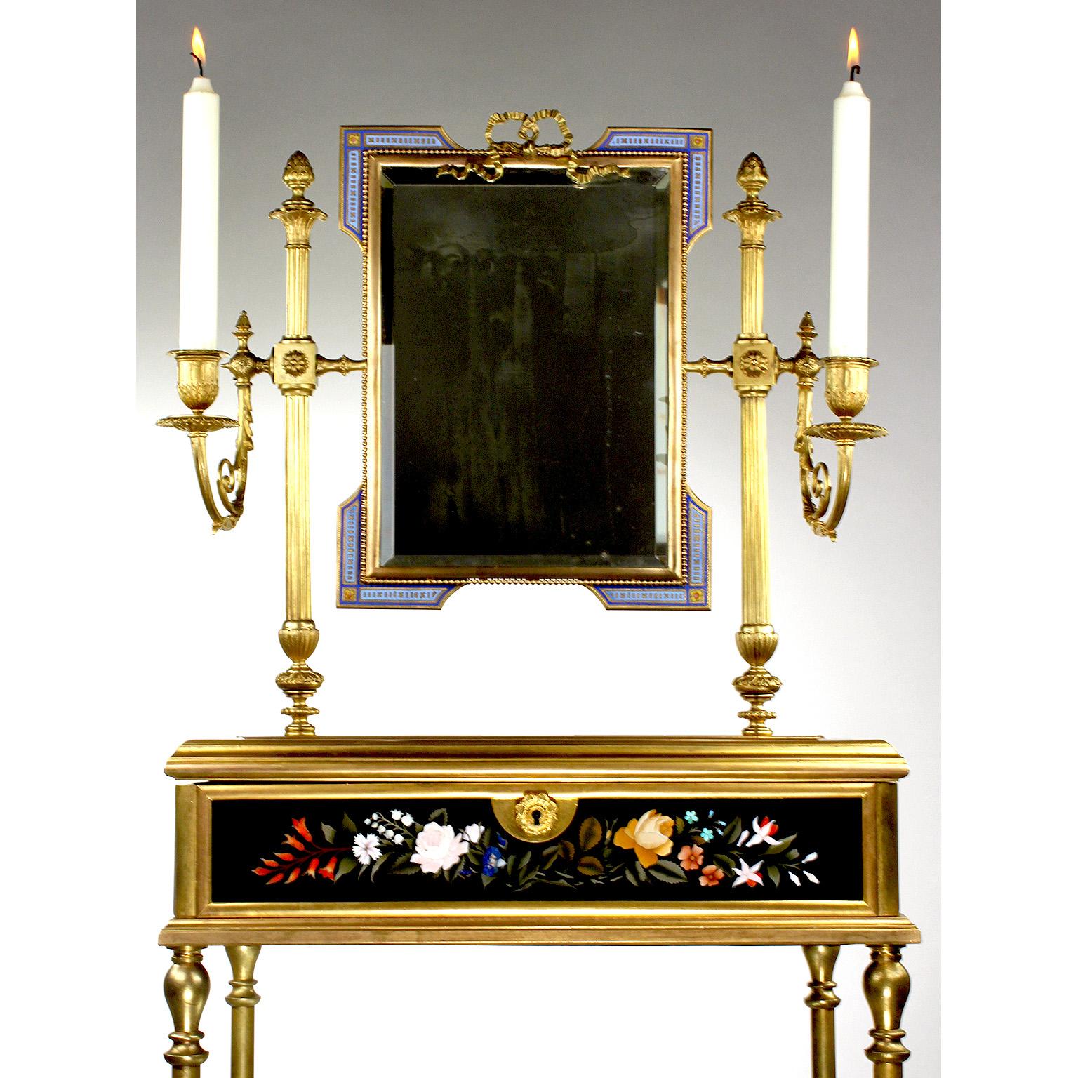 French 19th Century Gilt-Bronze and Pietra Dura Vanity Stand, Attr. Tahan, Paris For Sale 2
