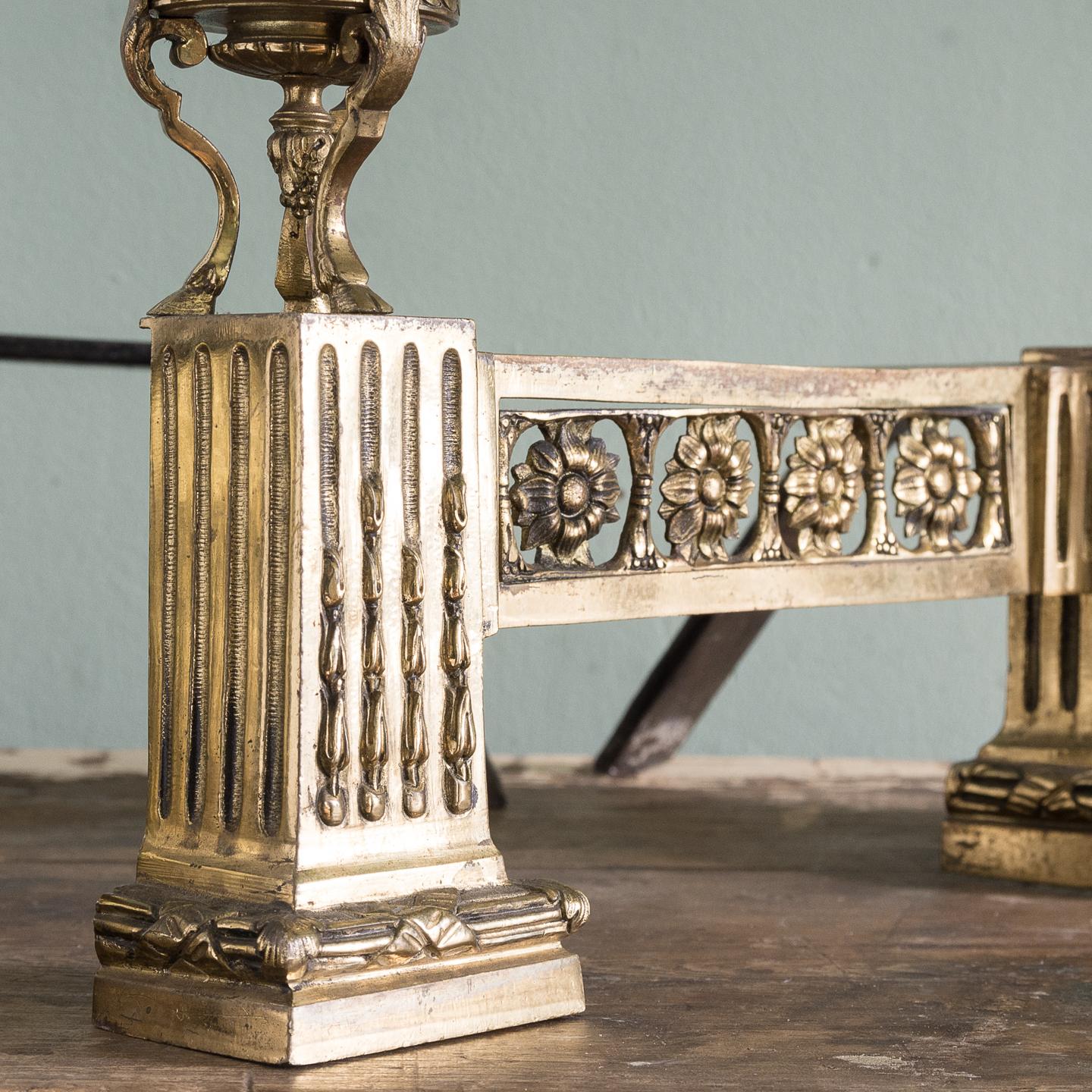 French 19th Century Gilt Bronze Chenets For Sale 11