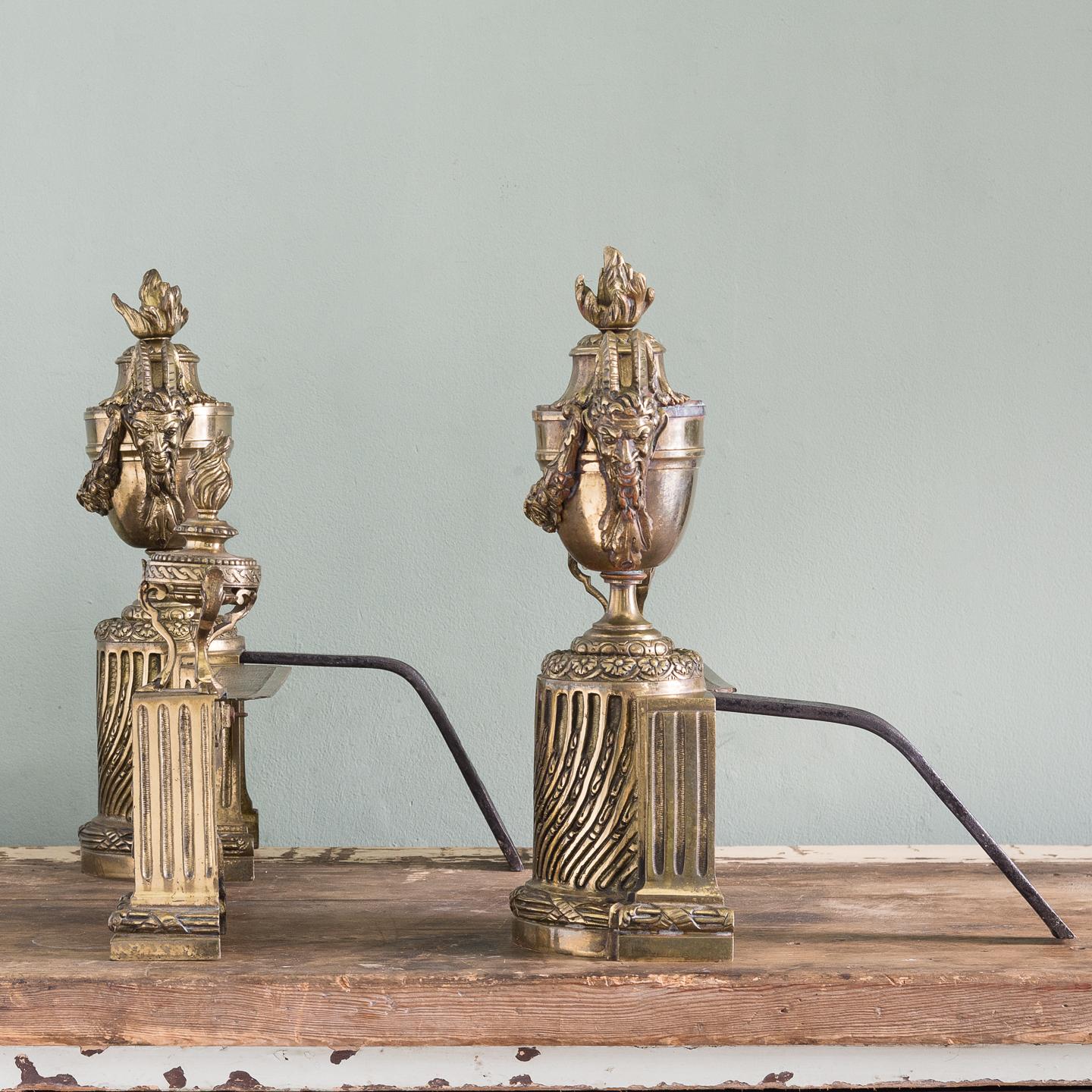 French 19th Century Gilt Bronze Chenets For Sale 3