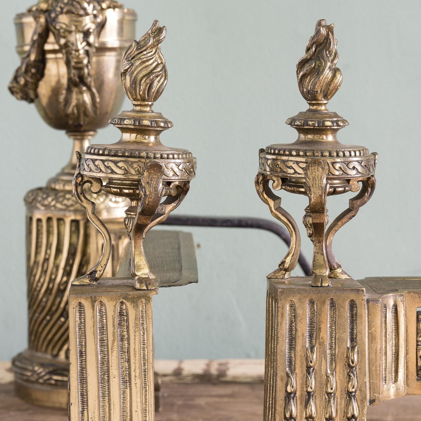 French 19th Century Gilt Bronze Chenets For Sale 4