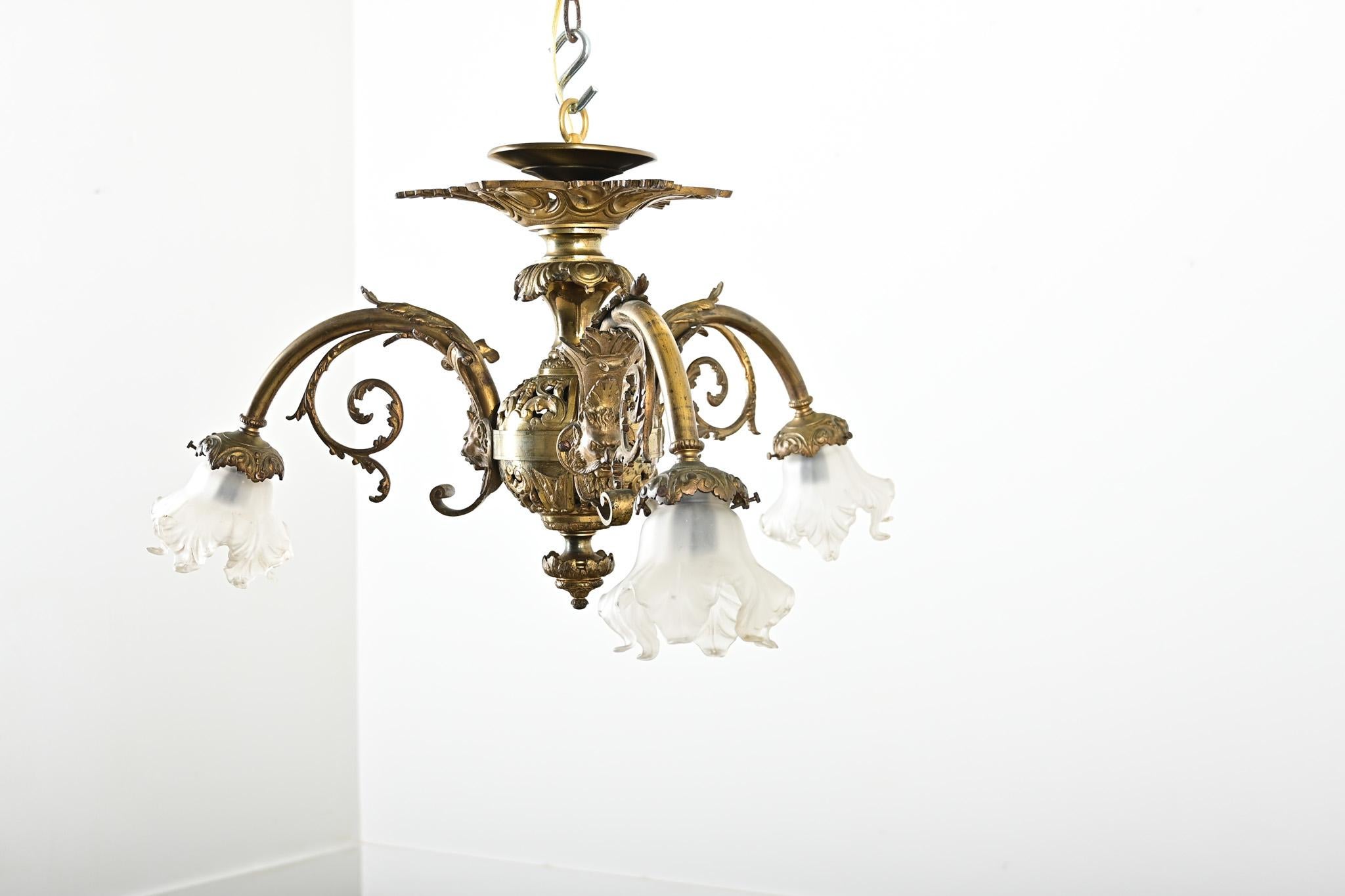 French 19th Century Gilt Bronze Flush Mount Light For Sale 4
