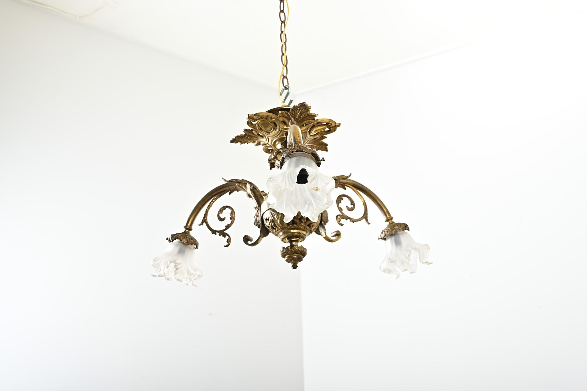 French 19th Century Gilt Bronze Flush Mount Light For Sale 6