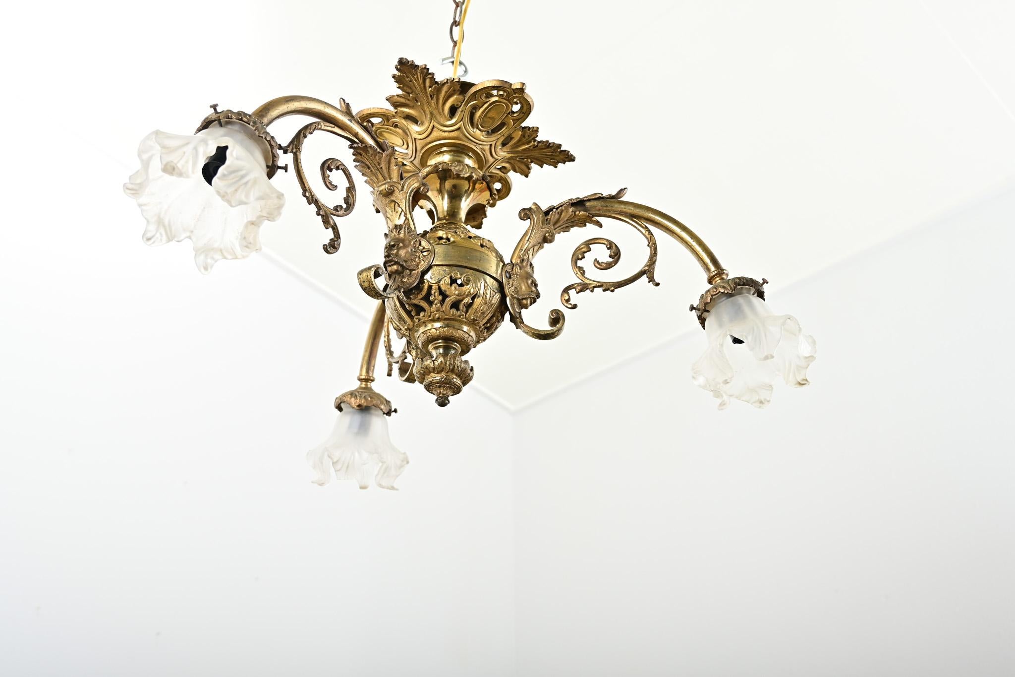 Bronzed French 19th Century Gilt Bronze Flush Mount Light For Sale
