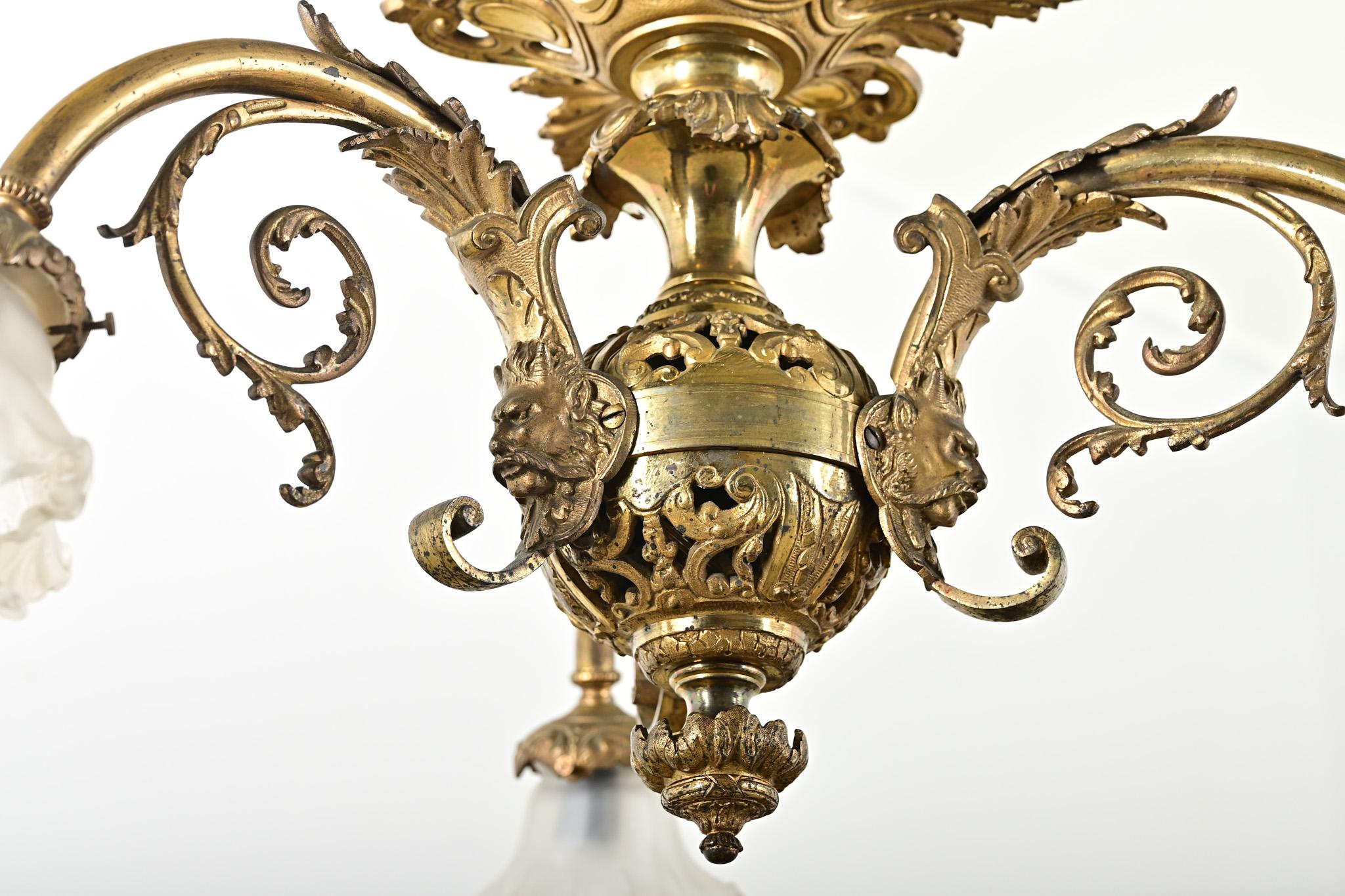 French 19th Century Gilt Bronze Flush Mount Light In Good Condition For Sale In Baton Rouge, LA