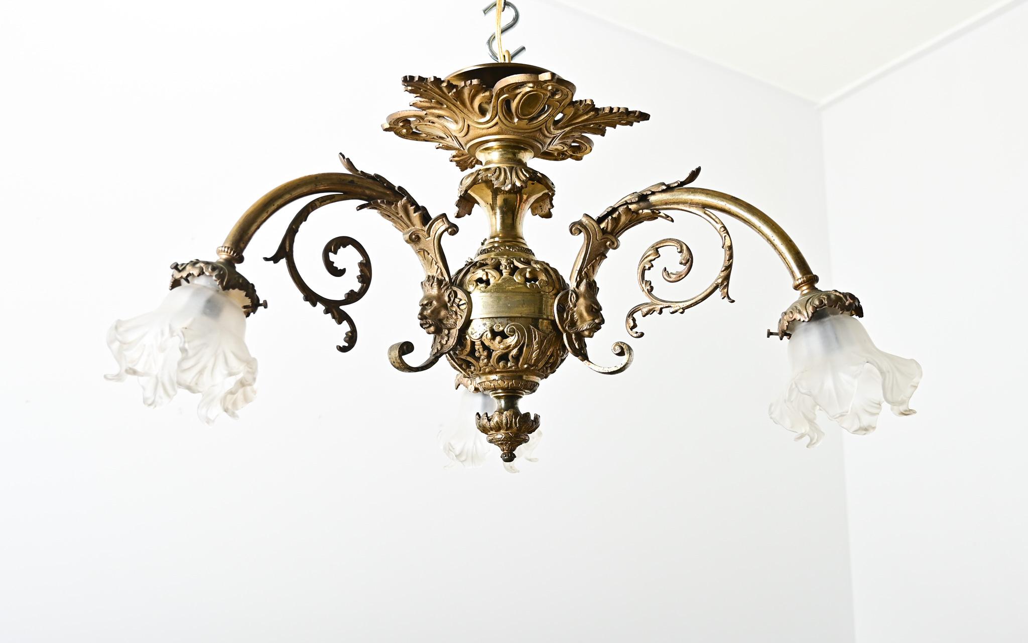 French 19th Century Gilt Bronze Flush Mount Light For Sale 1