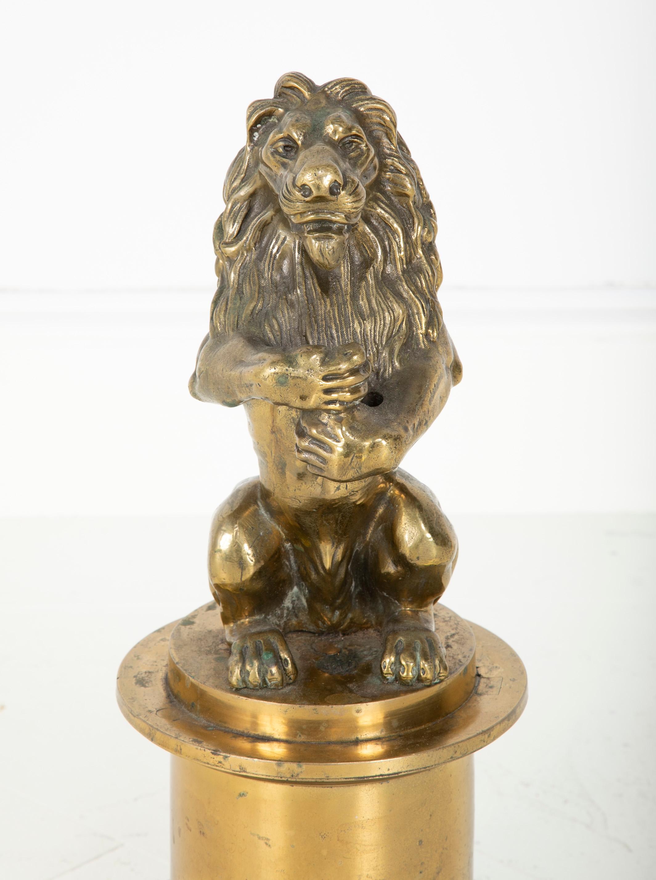 French 19th Century Gilt Bronze Lion Flag Holder 5