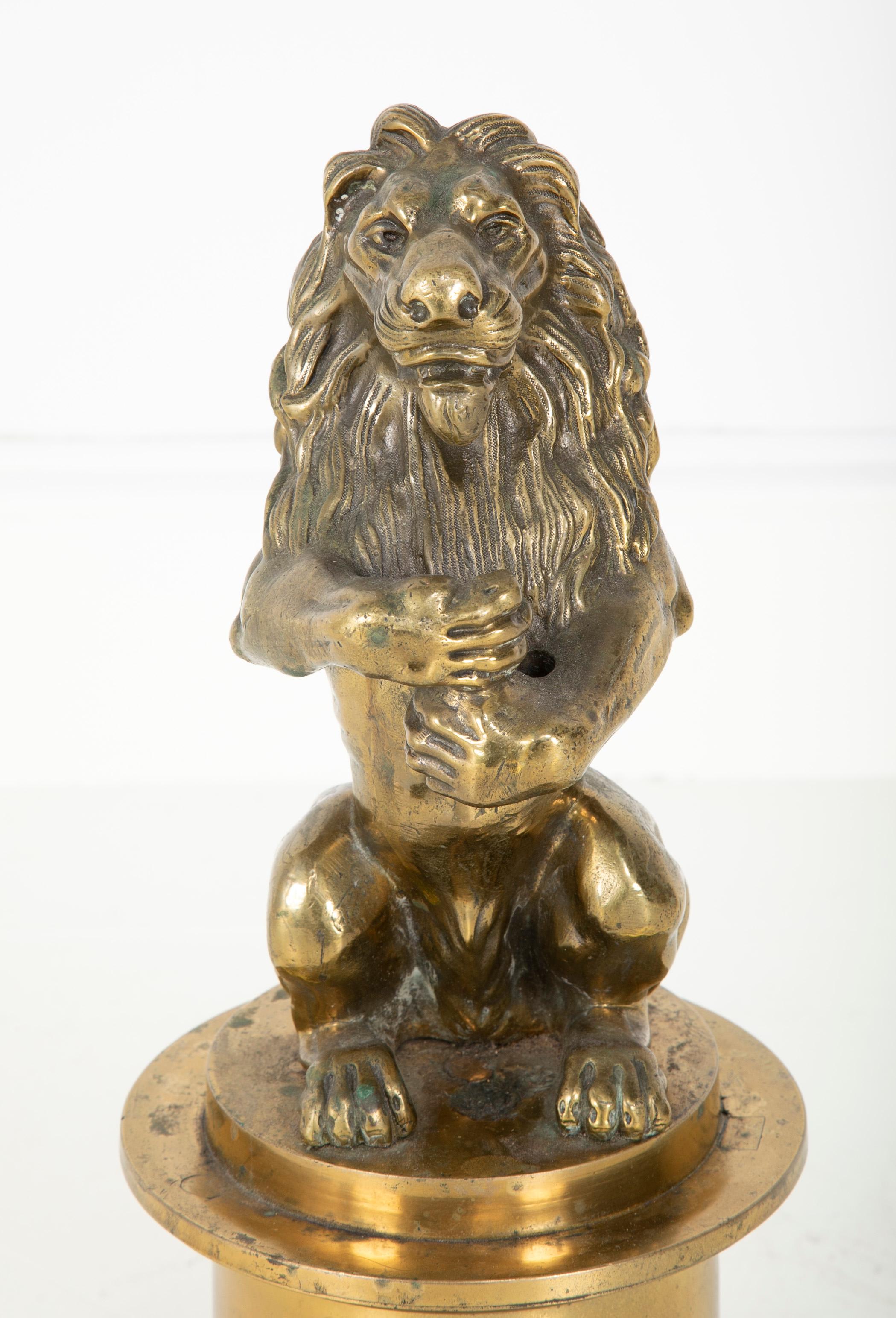 French 19th Century Gilt Bronze Lion Flag Holder 6
