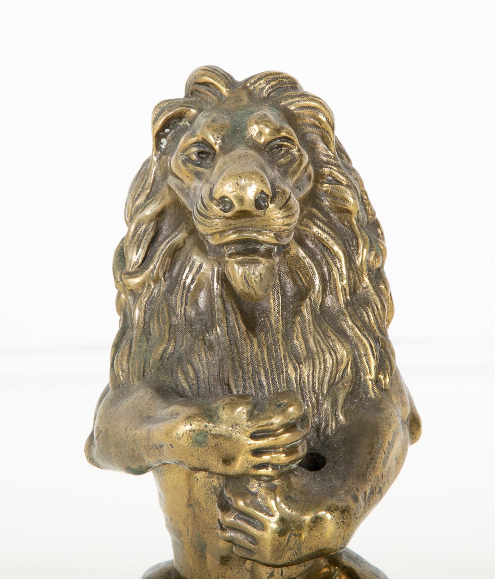 French 19th Century Gilt Bronze Lion Flag Holder 7