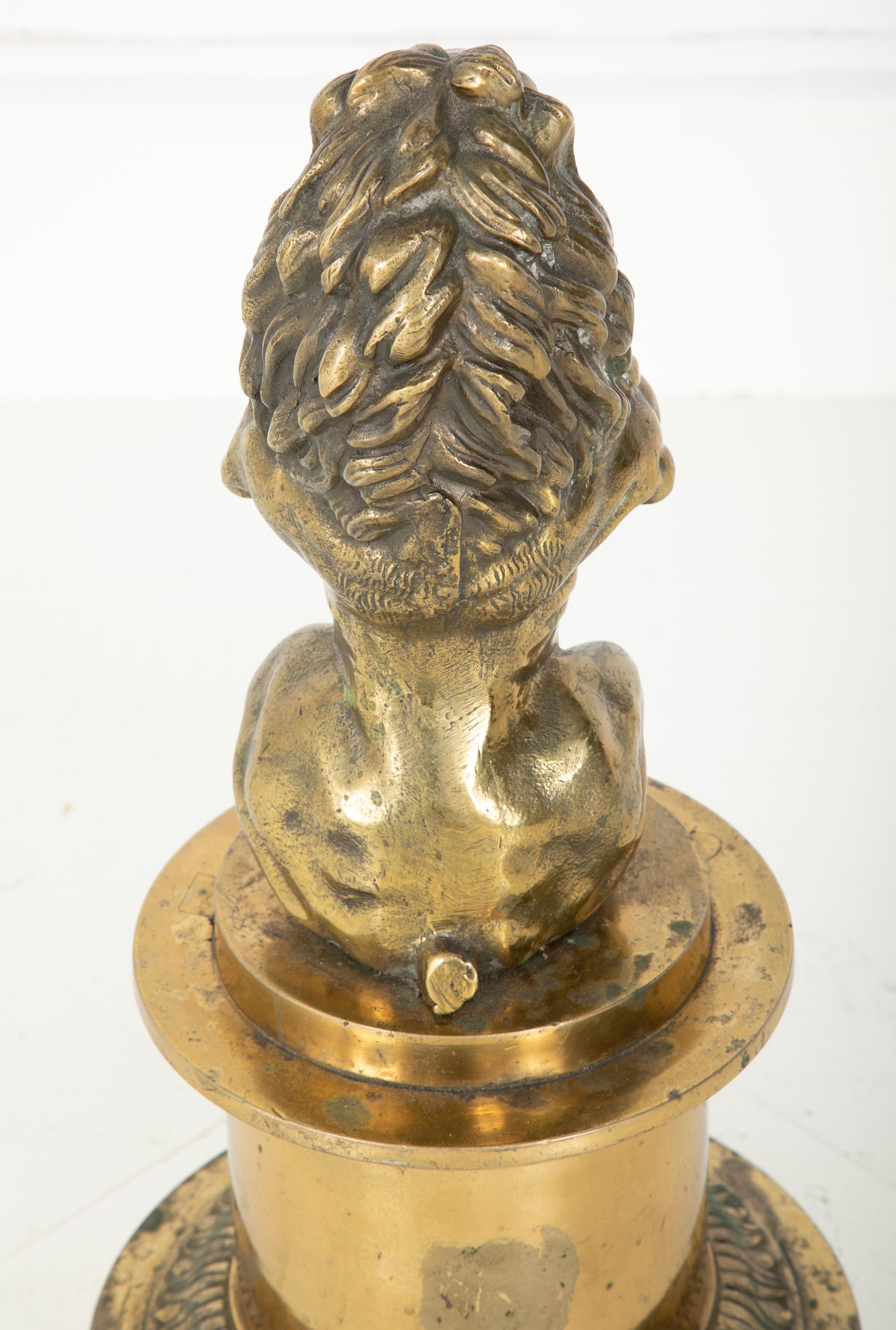 French 19th Century Gilt Bronze Lion Flag Holder 11