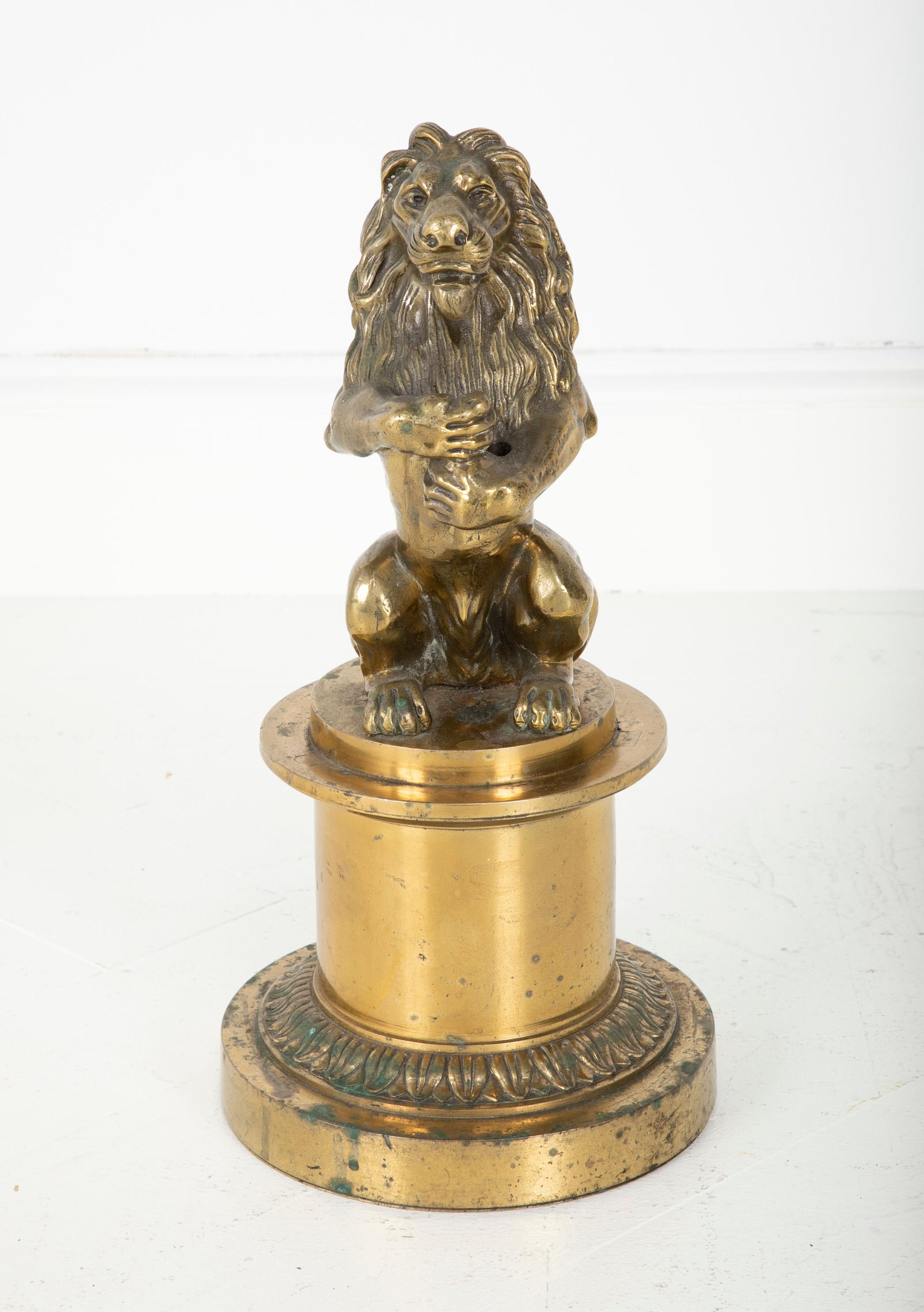 Napoleon III French 19th Century Gilt Bronze Lion Flag Holder
