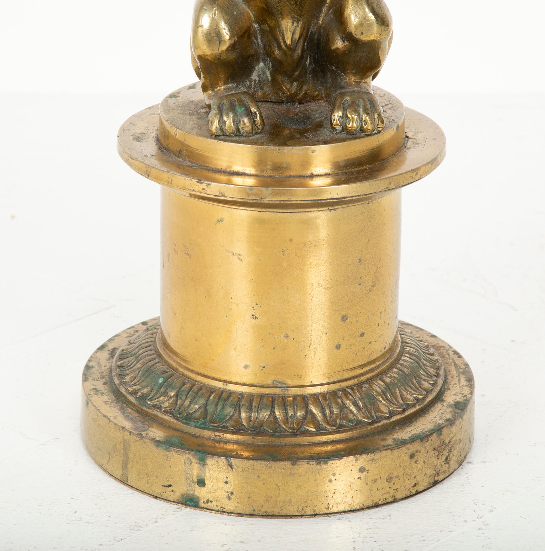 French 19th Century Gilt Bronze Lion Flag Holder 4