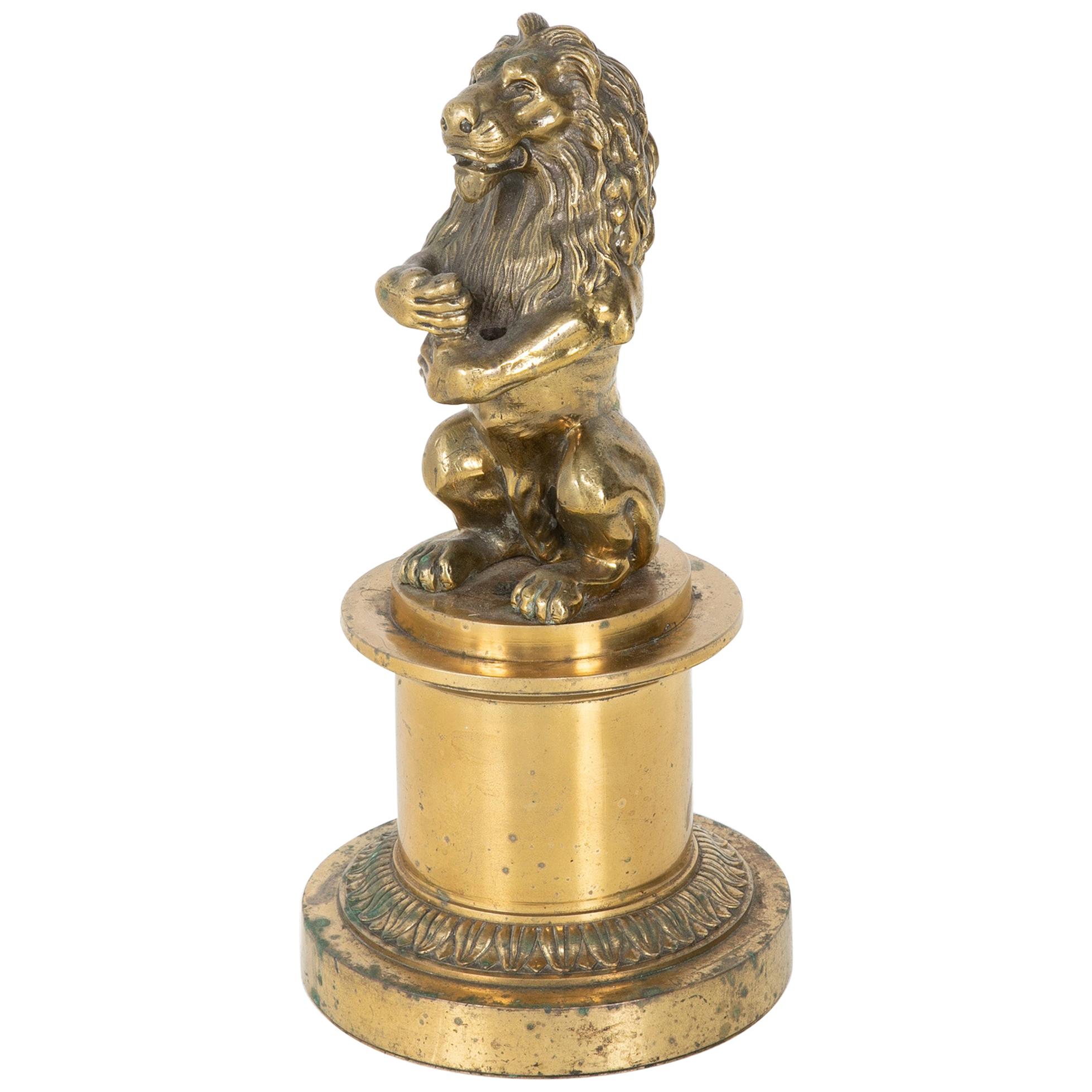 French 19th Century Gilt Bronze Lion Flag Holder